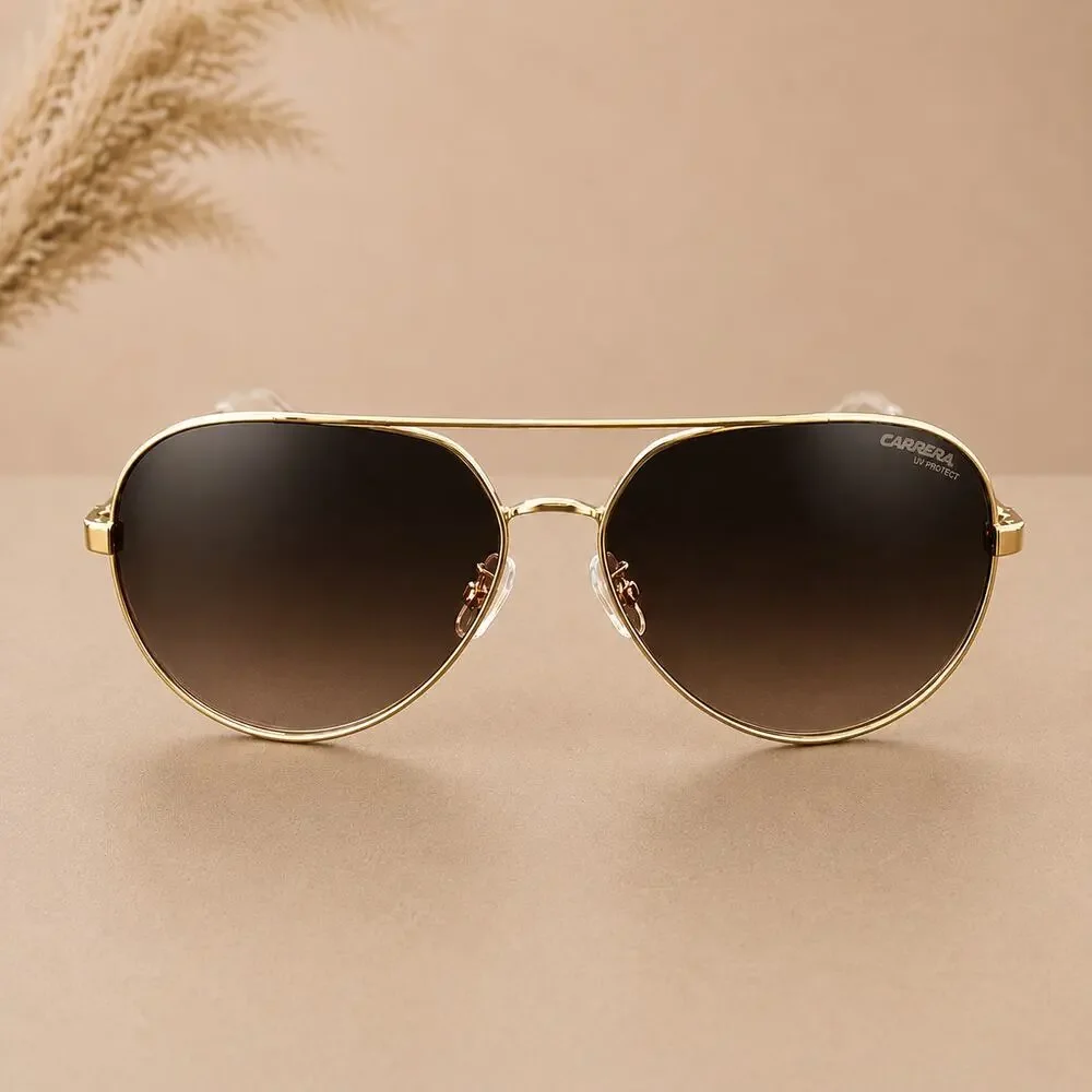Carrera 3005/S Gold Pilot Aviator Sunglasses Brown Gradient Lenses